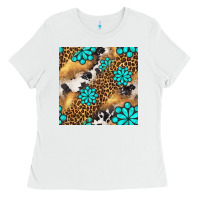 White western turquoise gemstone seamless pattern Ladies Tee - BundleAndBundleShop