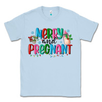 Dusty Blue merry and pregnant Classic Tee - MaliasSmallBusiness