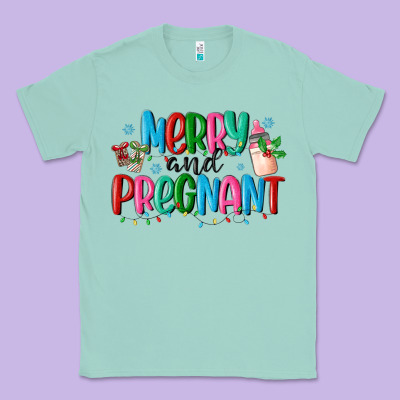 Merry And Pregnant Classic Tee Designed By Maliassmallbusiness