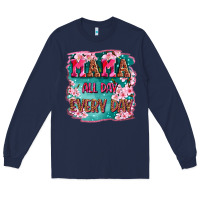 Navy mama all day everyday Long Sleeve Tee - LillyAllenDesigns
