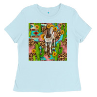 Baby Blue western boer goat seamless pattern Ladies Tee - BundleAndBundleShop