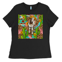 Black western boer goat seamless pattern Ladies Tee - BundleAndBundleShop