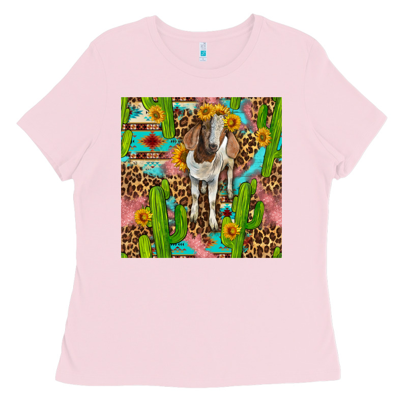 Western Boer Goat Seamless Pattern Ladies Tee by BundleAndBundleShop | Teevron