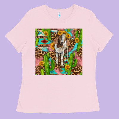 Western Boer Goat Seamless Pattern Ladies Tee Designed By Bundleandbundleshop