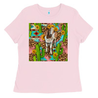 Bubblegum Pink western boer goat seamless pattern Ladies Tee - BundleAndBundleShop