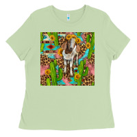 Matcha western boer goat seamless pattern Ladies Tee - BundleAndBundleShop