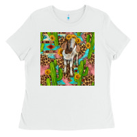 White western boer goat seamless pattern Ladies Tee - BundleAndBundleShop