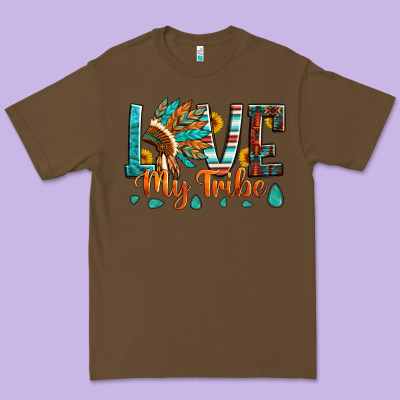 Love My Tribe Native American Indian Headdress Premium Tee Designed By Artiststas