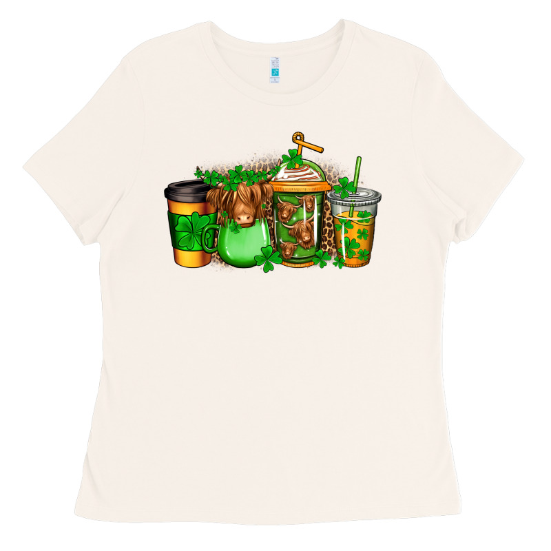 Longhaired Cow St Patricks Coffee Ladies Tee by Jasminsmagicworld | Teevron