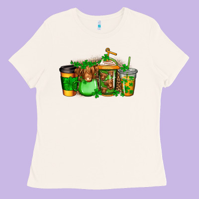 Longhaired Cow St Patricks Coffee Ladies Tee Designed By Jasminsmagicworld