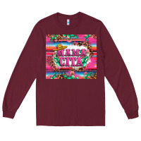 Burgundy mama cita cactus serape Long Sleeve Tee - LillyAllenDesigns
