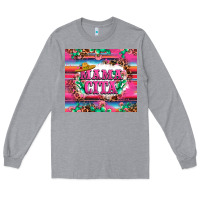 Heather Grey mama cita cactus serape Long Sleeve Tee - LillyAllenDesigns