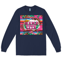 Navy mama cita cactus serape Long Sleeve Tee - LillyAllenDesigns