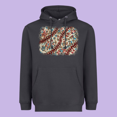 Baseball Leopard Glitter Background Heavyweight Hoodie Designed By Howdyjamesfarm
