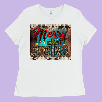 Merry Christmas Cross Tumbler Ladies Tee Designed By Jahusdesignshop