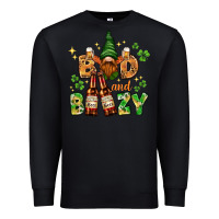 Black St. Patrick's Bad and boozy with gnome Premium Sweatshirt - HowdyJamesFarm