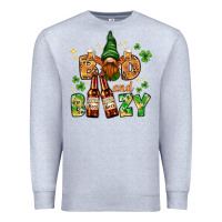 Heather Grey St. Patrick's Bad and boozy with gnome Premium Sweatshirt - HowdyJamesFarm