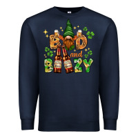 Navy St. Patrick's Bad and boozy with gnome Premium Sweatshirt - HowdyJamesFarm