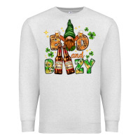 Oatmeal Heather St. Patrick's Bad and boozy with gnome Premium Sweatshirt - HowdyJamesFarm