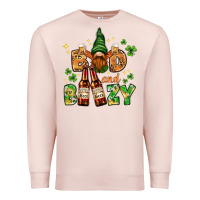 Pale Pink St. Patrick's Bad and boozy with gnome Premium Sweatshirt - HowdyJamesFarm