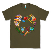 Army Green teacher heart custom Classic Tee - NancyCooperArtShop
