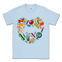 Dusty Blue teacher heart custom Classic Tee - NancyCooperArtShop