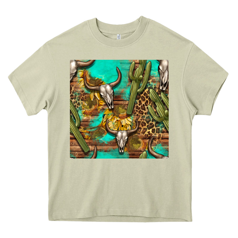 Western Bull Skull And Cactus Seamless Pattern Heavy Core Tee by BundleAndBundleShop | Teevron
