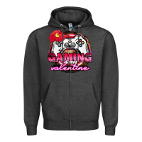 Charcoal Heather Gaming is my valentine Zipper Hoodie - HowdyJamesFarm