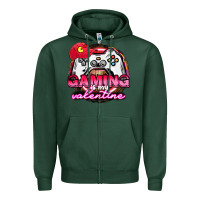 Sports Green Gaming is my valentine Zipper Hoodie - HowdyJamesFarm