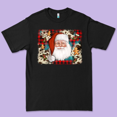 Cowhide Santa Cookie Socks Background Premium Tee Designed By Adodesignshop