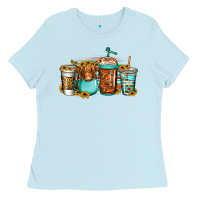 Baby Blue longhaired cow coffee cups Ladies Tee - Jasminsmagicworld