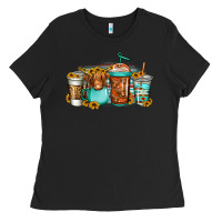 Black longhaired cow coffee cups Ladies Tee - Jasminsmagicworld