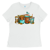 White longhaired cow coffee cups Ladies Tee - Jasminsmagicworld