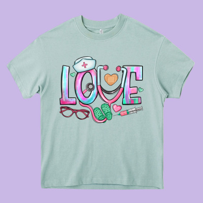 Love Nurse Heavy Core Tee Designed By Bundleandbundleshop
