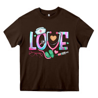 Chocolate Brown love nurse Heavy Core Tee - BundleAndBundleShop
