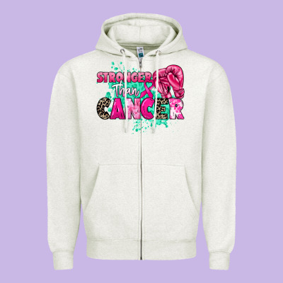 Stronger Than Cancer Zipper Hoodie Designed By Howdyjamesfarm