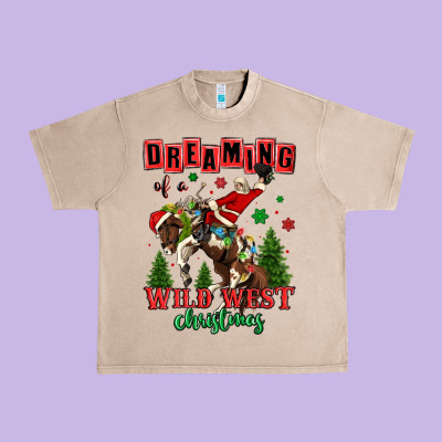 Dreaming Of A Wild West Christmas Cowboy Santa Urban Heavy Tee Designed By Maliassmallbusiness