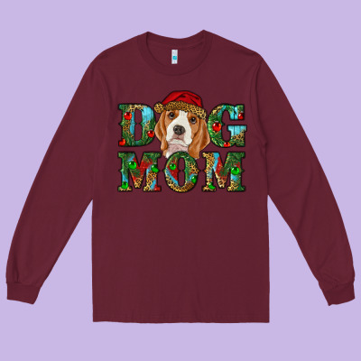 Christmas Beagle Dog Mom Long Sleeve Tee Designed By Ranaportraitstore
