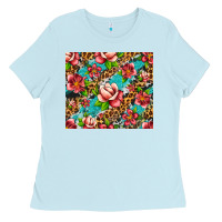 Baby Blue tropical flowers Ladies Tee - Artiststas