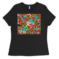 Black tropical flowers Ladies Tee - Artiststas