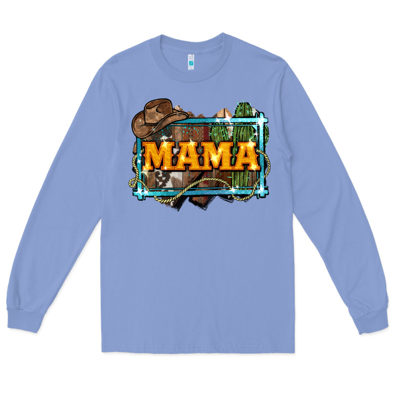 Mama Cowboy Western Font Cactuslove Mom Long Sleeve Tee by LillyAllenDesigns | Teevron