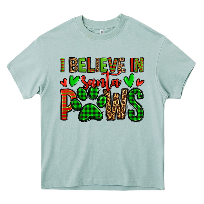 I Believe In Santa Paws Christmas Heavy Core Tee by Jasminsmagicworld | Teevron