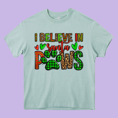 I Believe In Santa Paws Christmas Heavy Core Tee Designed By Jasminsmagicworld