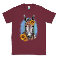 Burgundy Sunflower Donkey Classic Tee - RanaPortraitStore