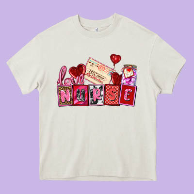 Valentines Day Nurse Heavy Core Tee Designed By Adodesignshop