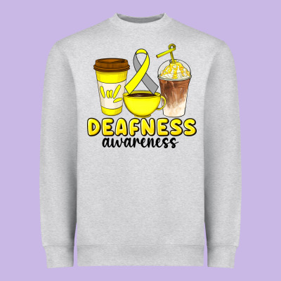 Deafness Awareness Coffee Cups Heavyweight Sweatshirt Designed By Artiststas