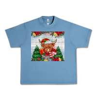 Pebble Blue christmas cow Urban Heavy Tee - MaliasSmallBusiness
