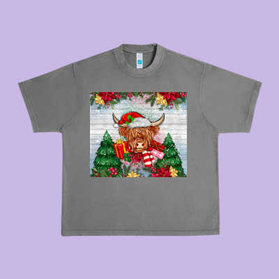 Christmas Cow Urban Heavy Tee Designed By Maliassmallbusiness