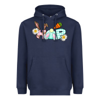 Navy Hop bunny Easter Day Heavyweight Hoodie - CowGirlArtShop