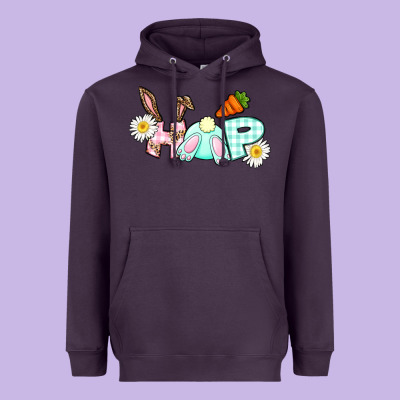 Hop Bunny Easter Day Heavyweight Hoodie Designed By Cowgirlartshop